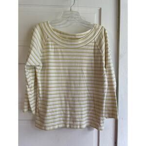 Eddie Bauer Size Large 100% Cotton Pullover Long Sleeve Striped Boatneck Tee